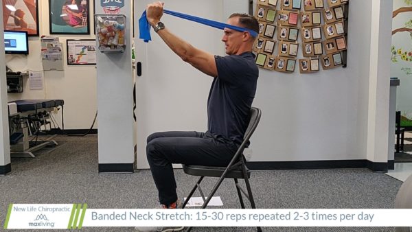 Seated neck strengthening exercise